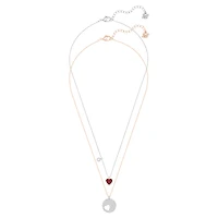 Crystal Wishes pendant, Set (2), Heart, Red, Mixed metal finish by SWAROVSKI