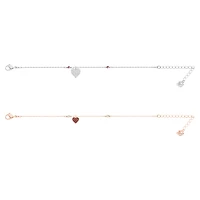 Crystal Wishes bracelet, Set (2), Heart, Red, Mixed metal finish by SWAROVSKI