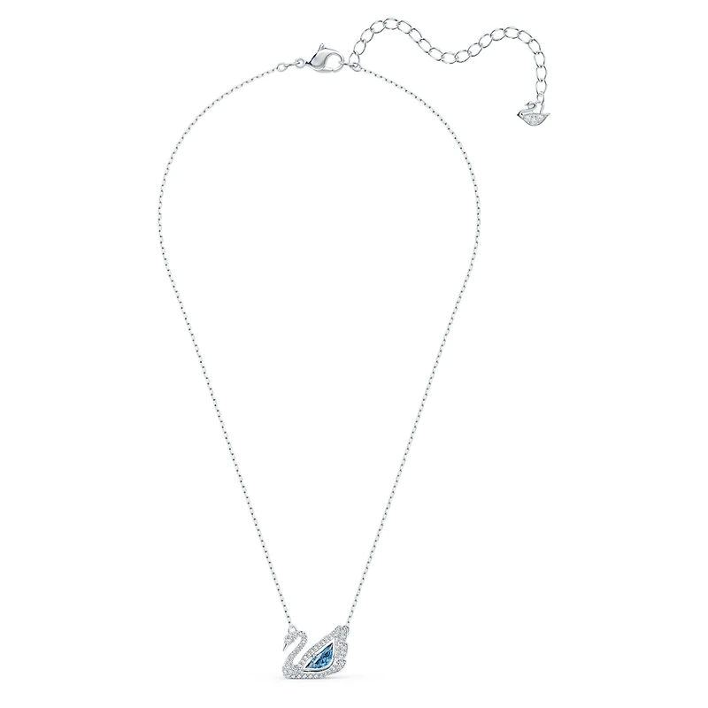Swan necklace, Blue, Rhodium plated by SWAROVSKI