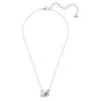 Swan necklace, Blue, Rhodium plated by SWAROVSKI