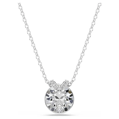 Bella V pendant, Round cut, White, Rhodium plated by SWAROVSKI