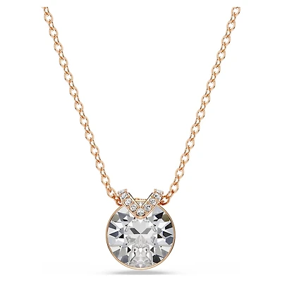 Bella V pendant, Round cut, White, Rose gold-tone plated by SWAROVSKI
