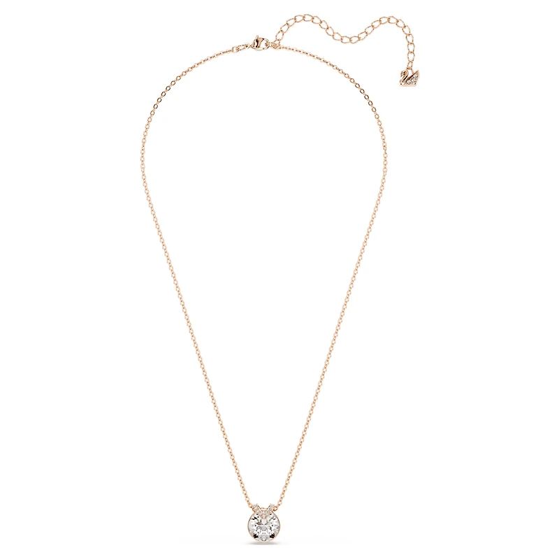 Bella V pendant, Round cut, White, Rose gold-tone plated by SWAROVSKI