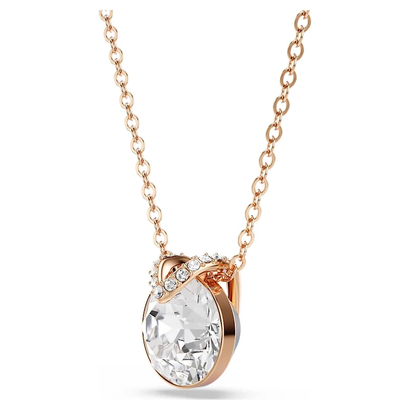 Bella V pendant, Round cut, White, Rose gold-tone plated by SWAROVSKI