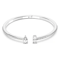 Mesmera cuff, Mixed cuts, White, Rhodium plated by SWAROVSKI