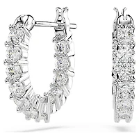 Matrix Vittore hoop earrings, Round cut, White, Rhodium plated by SWAROVSKI