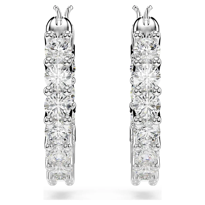 Matrix Vittore hoop earrings, Round cut, White, Rhodium plated by SWAROVSKI