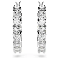 Matrix Vittore hoop earrings, Round cut, White, Rhodium plated by SWAROVSKI