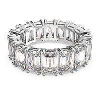 Matrix Vittore ring, Rectangular cut, White, Rhodium plated by SWAROVSKI