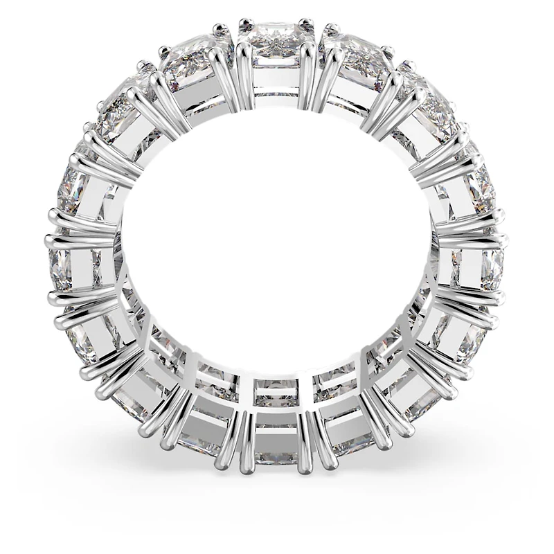 Matrix Vittore ring, Rectangular cut, White, Rhodium plated by SWAROVSKI