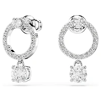 Constella hoop earrings, Round cut, White, Rhodium plated by SWAROVSKI