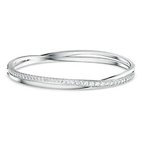 Hyperbola bangle, Round cut, White, Rhodium plated by SWAROVSKI
