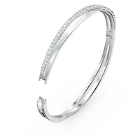 Hyperbola bangle, Round cut, White, Rhodium plated by SWAROVSKI