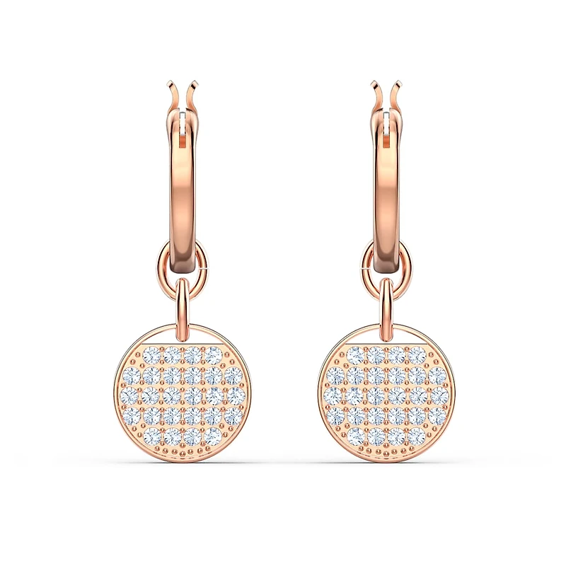 Ginger drop earrings, White, Rose gold-tone plated by SWAROVSKI