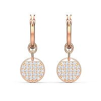 Ginger drop earrings, White, Rose gold-tone plated by SWAROVSKI