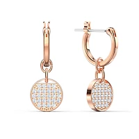 Ginger drop earrings, White, Rose gold-tone plated by SWAROVSKI