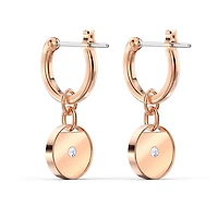 Ginger drop earrings, White, Rose gold-tone plated by SWAROVSKI