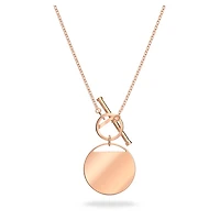 Ginger T Bar necklace, White, Rose gold-tone plated by SWAROVSKI