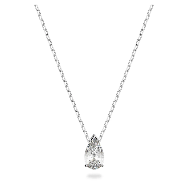 Stilla Attract set, Pear cut, White, Rhodium plated by SWAROVSKI