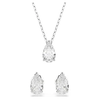 Stilla Attract set, Pear cut, White, Rhodium plated by SWAROVSKI