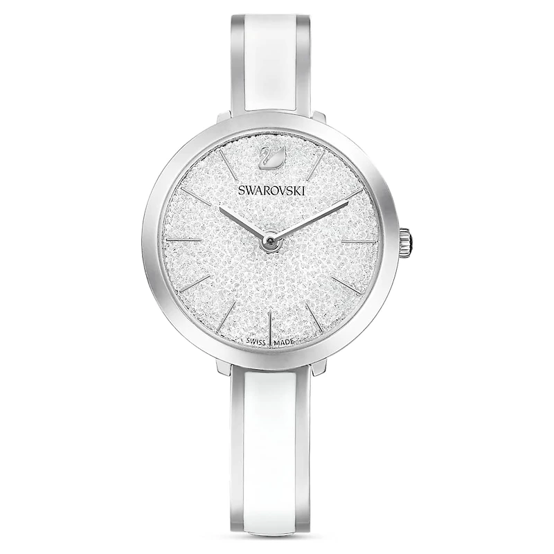 Crystalline delight watch, Swiss Made, Metal bracelet, White, Stainless steel by SWAROVSKI