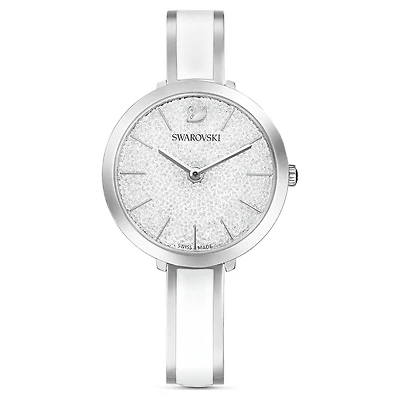 Crystalline delight watch, Swiss Made, Metal bracelet, White, Stainless steel by SWAROVSKI