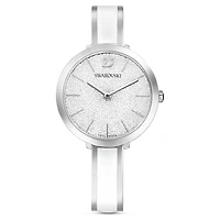 Crystalline delight watch, Swiss Made, Metal bracelet, White, Stainless steel by SWAROVSKI
