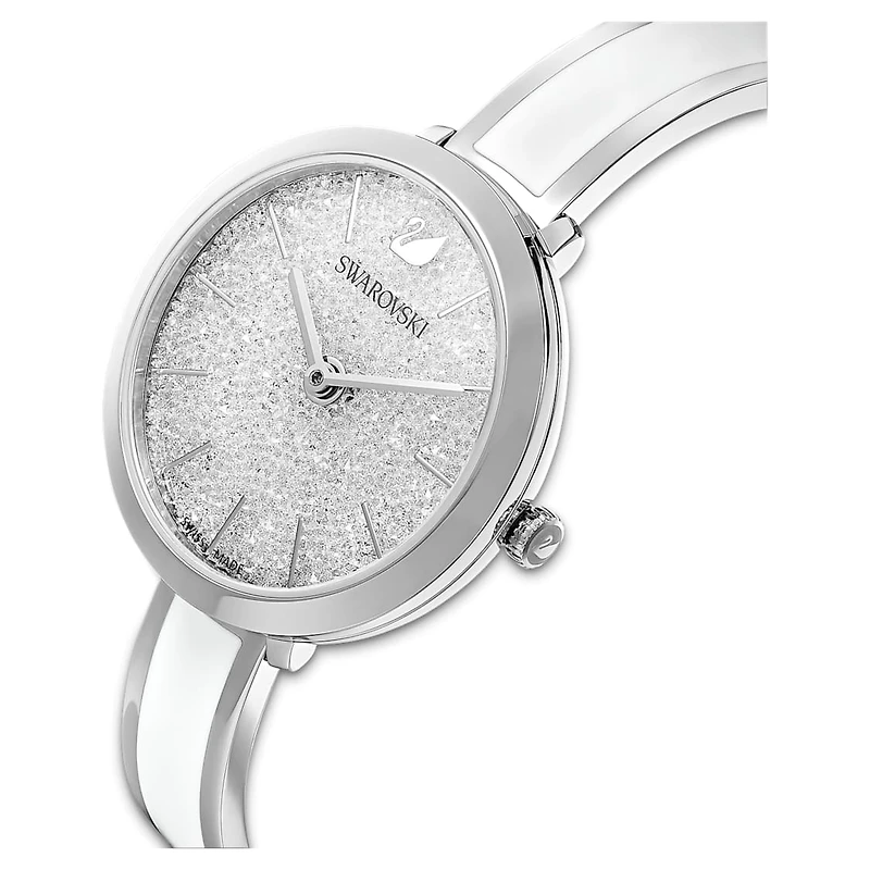 Crystalline delight watch, Swiss Made, Metal bracelet, White, Stainless steel by SWAROVSKI