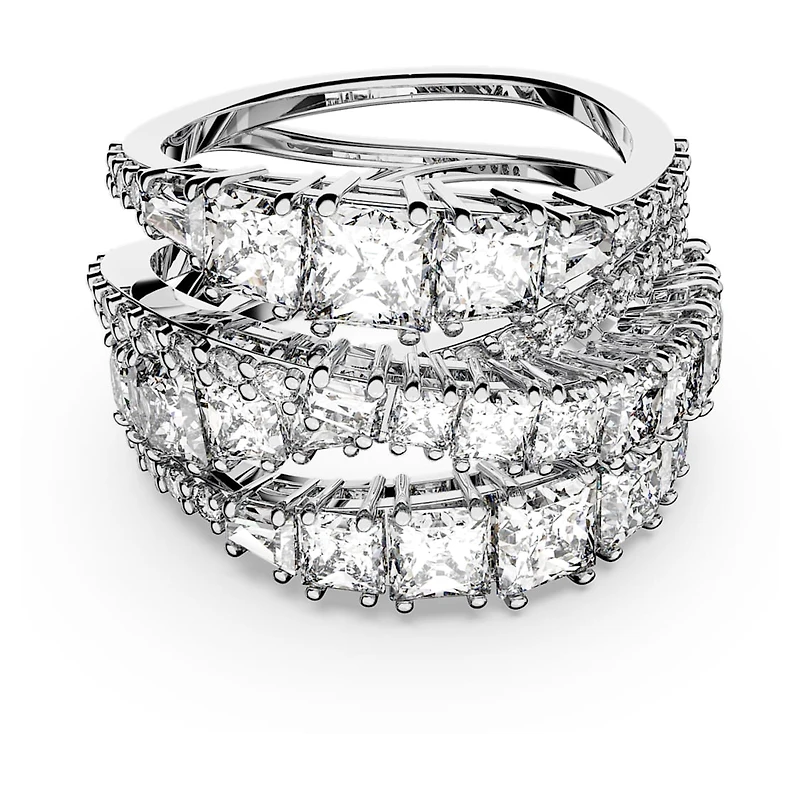 Hyperbola ring, Mixed cuts, White, Rhodium plated by SWAROVSKI