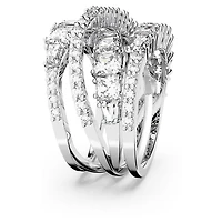 Hyperbola ring, Mixed cuts, White, Rhodium plated by SWAROVSKI