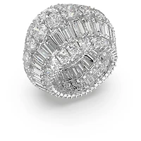 Hyperbola cocktail ring, Mixed cuts, White, Rhodium plated by SWAROVSKI