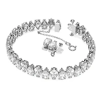Matrix Tennis bracelet, Pear cut, White, Rhodium plated by SWAROVSKI
