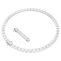Matrix Tennis necklace, Square cut, White, Rhodium plated by SWAROVSKI