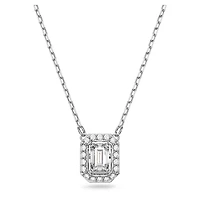 Una pendant, Octagon cut, White, Rhodium plated by SWAROVSKI