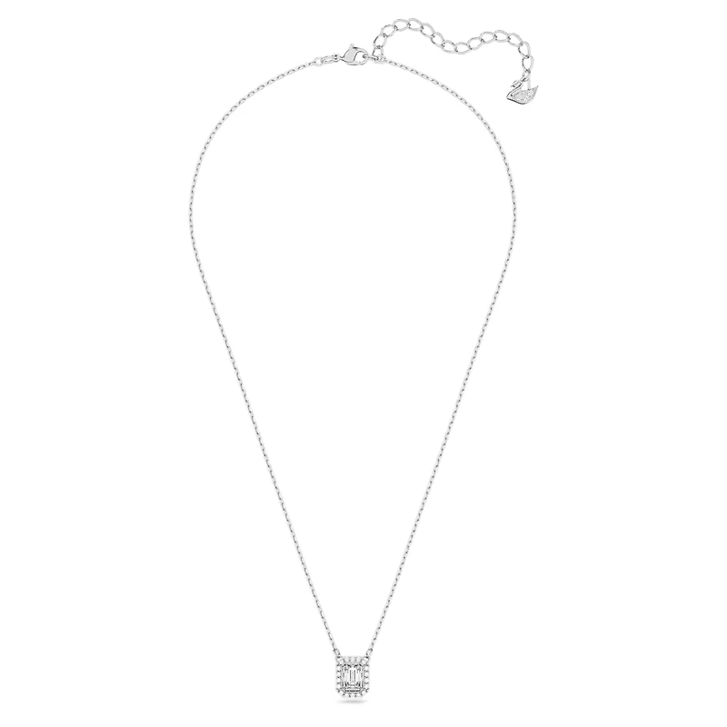 Una pendant, Octagon cut, White, Rhodium plated by SWAROVSKI