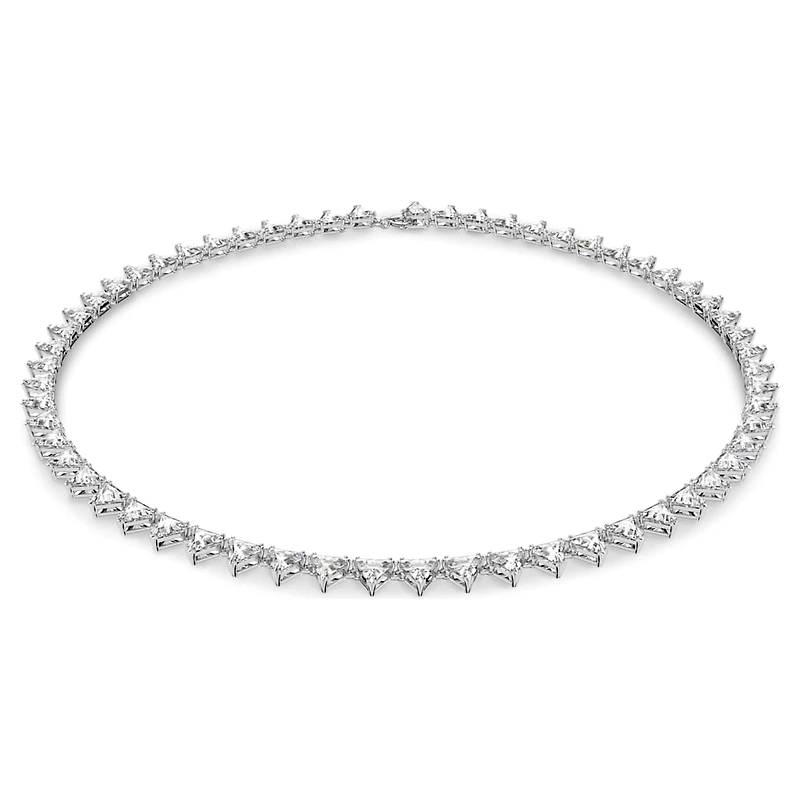 Ortyx Tennis necklace, Triangle cut, White, Rhodium plated by SWAROVSKI
