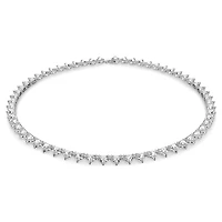Ortyx Tennis necklace, Triangle cut, White, Rhodium plated by SWAROVSKI