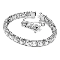 Matrix Tennis bracelet, White, Rhodium plated by SWAROVSKI