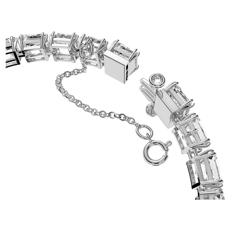 Matrix Tennis bracelet, White, Rhodium plated by SWAROVSKI