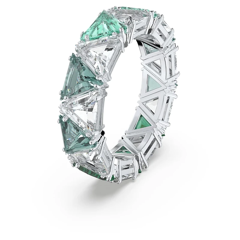 Ortyx cocktail ring, Triangle cut, Green, Rhodium plated by SWAROVSKI