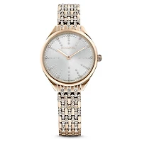 Attract watch, Swiss Made, Pavé, Crystal bracelet, Gold tone, Champagne gold-tone finish by SWAROVSKI