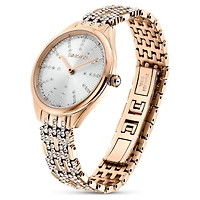 Attract watch, Swiss Made, Pavé, Metal bracelet, Rose gold tone, Rose gold-tone finish by SWAROVSKI