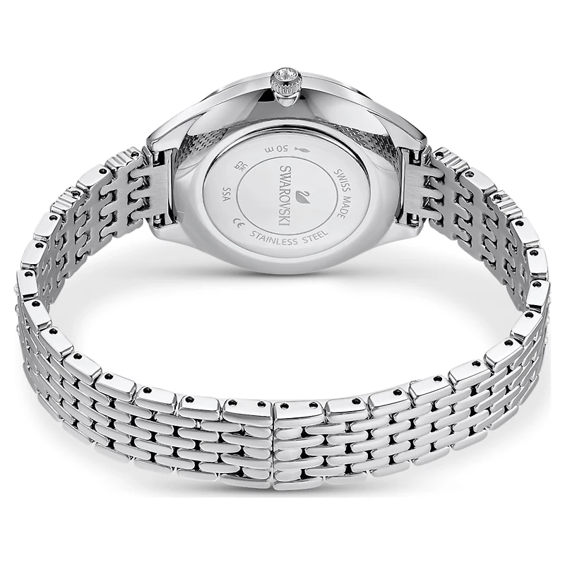 Attract watch, Swiss Made, Pavé, Metal bracelet, Silver tone, Stainless steel by SWAROVSKI