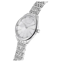 Attract watch, Swiss Made, Pavé, Metal bracelet, Silver tone, Stainless steel by SWAROVSKI