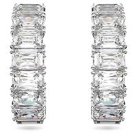 Matrix hoop earrings, Octagon cut, White, Rhodium plated by SWAROVSKI