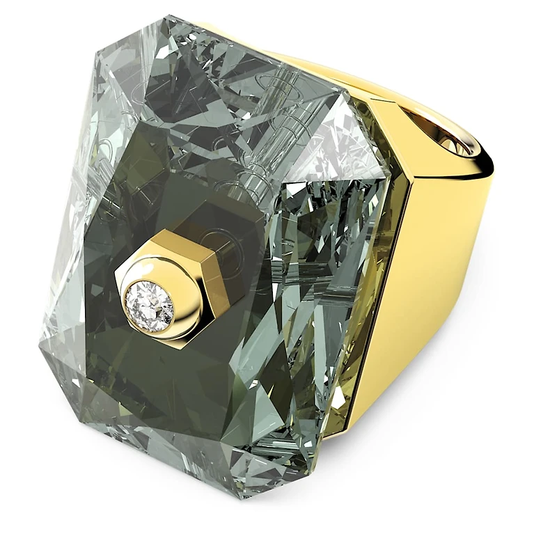 Numina cocktail ring, Octagon cut, Gray, Gold-tone plated by SWAROVSKI