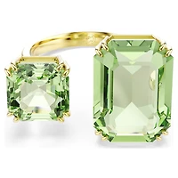 Millenia open ring, Octagon cut, Green, Gold-tone plated by SWAROVSKI