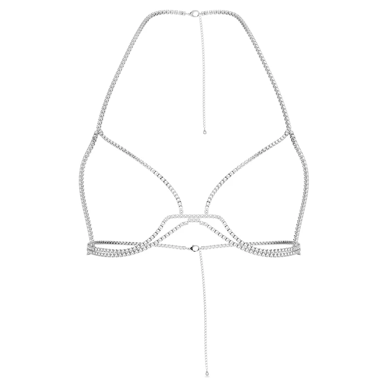 Millenia body chain, Round cut, White, Rhodium plated by SWAROVSKI