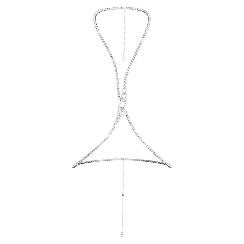 Millenia body chain, Square cut, White, Rhodium plated by SWAROVSKI