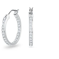 Sommerset hoop earrings, White, Rhodium plated by SWAROVSKI